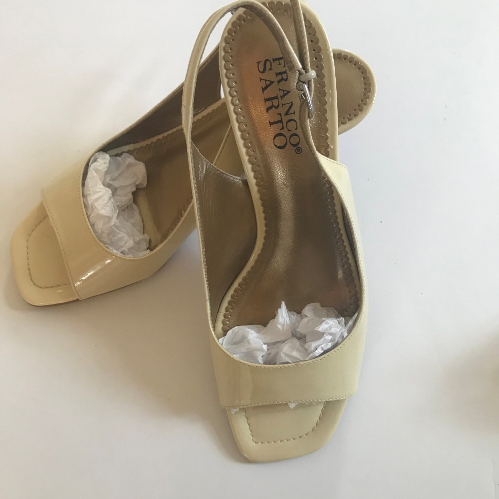 Franco Sarto Butter Open Toe Sling Back Stack Heel